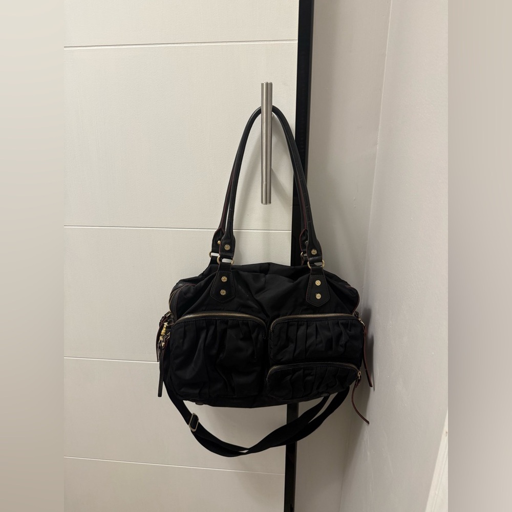 MZ Wallace Black Nylon Laptop Shoulder Bag Pockets